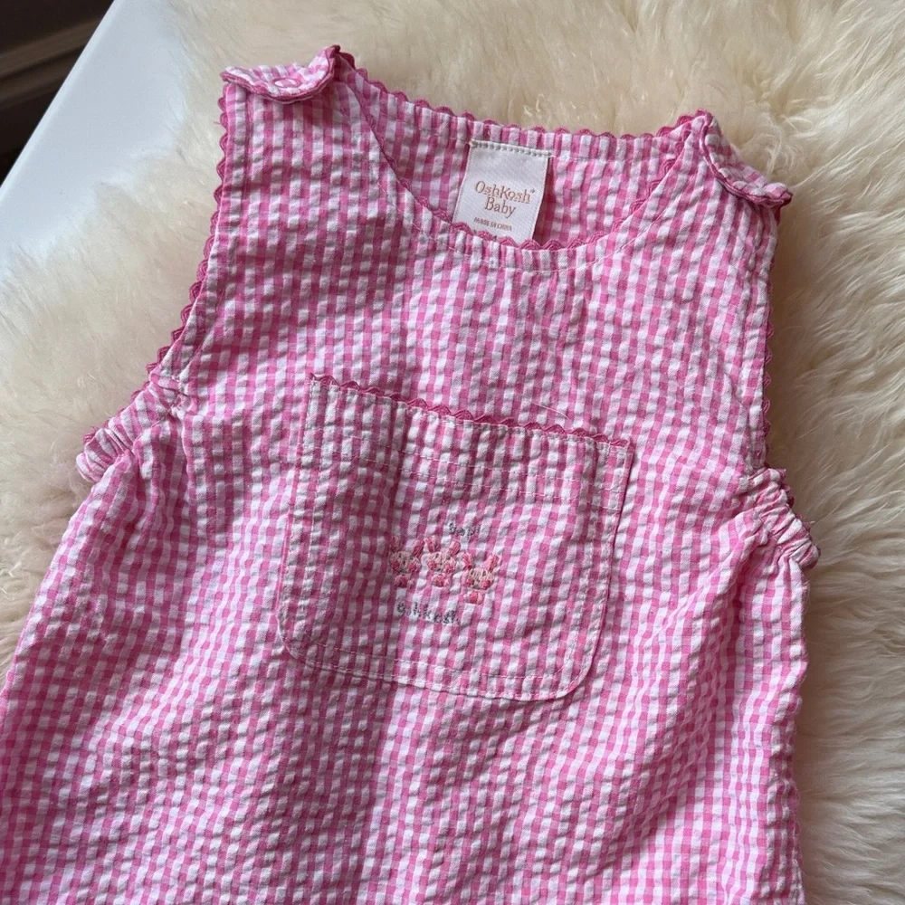 OshKosh B'gosh Pink Gingham Baby Romper size XL (12months)